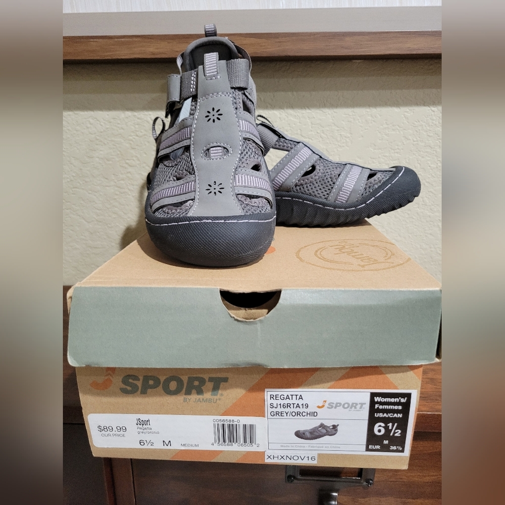 JmWomens J Sport Sandals. Grey/Orchid Size 6.5.  Never Worn